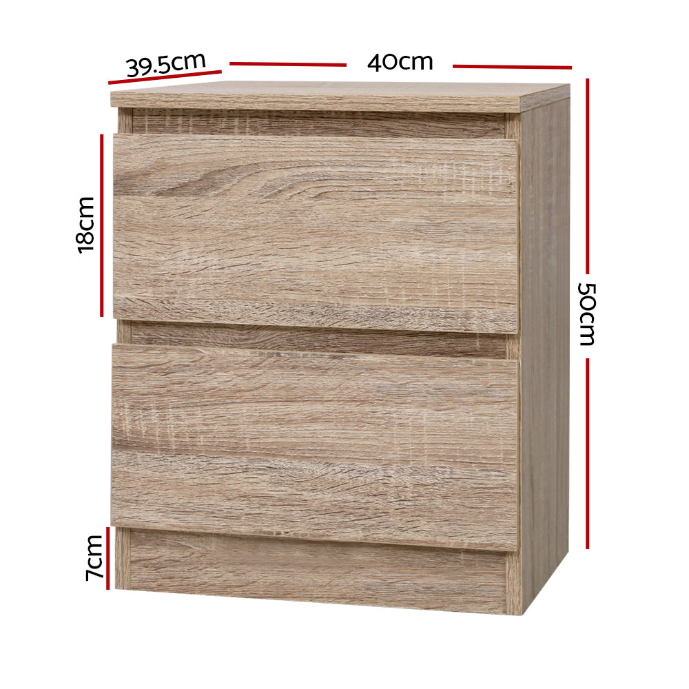 Alstonville 2 Drawer Bedside Table, Oak