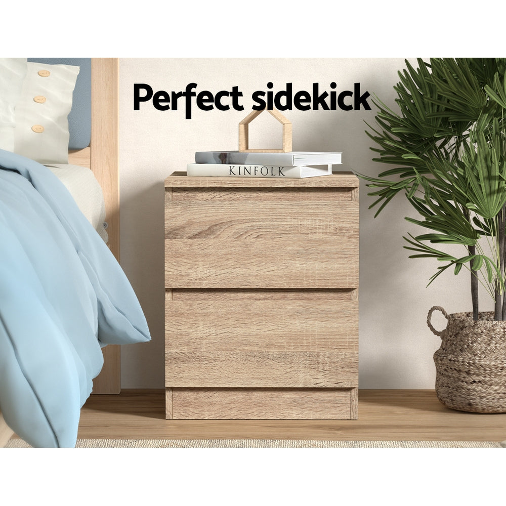 Alstonville 2 Drawer Bedside Table, Oak