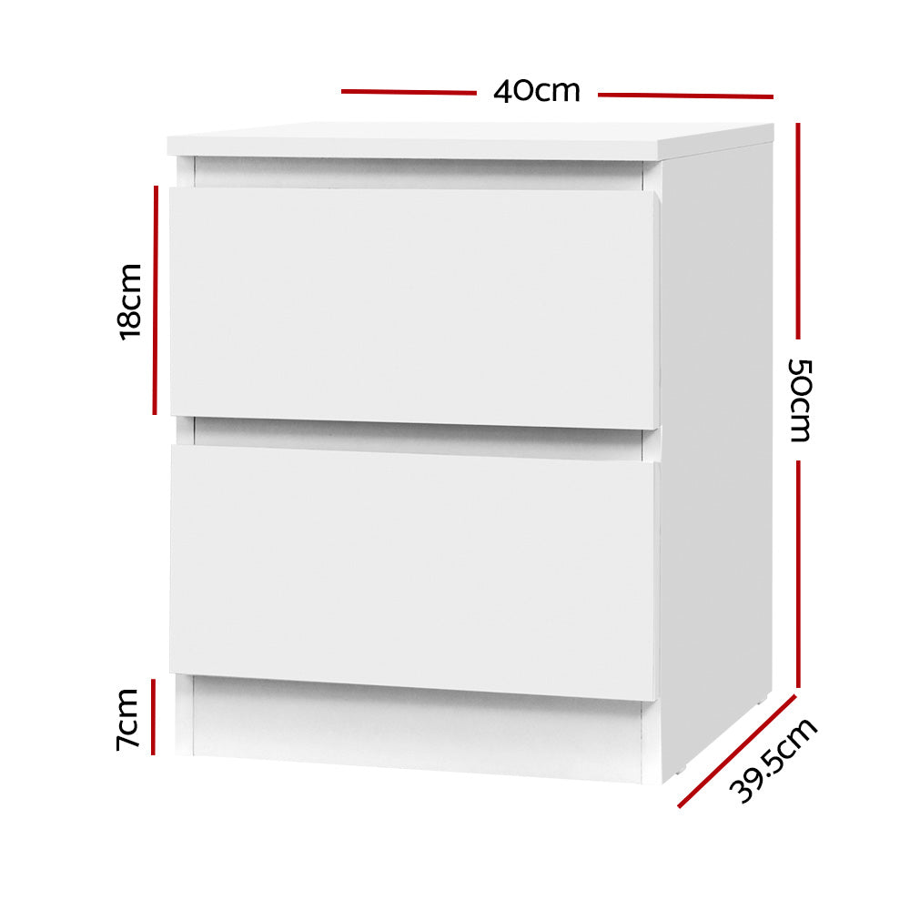 Alstonville 2 Drawer Bedside Table, White