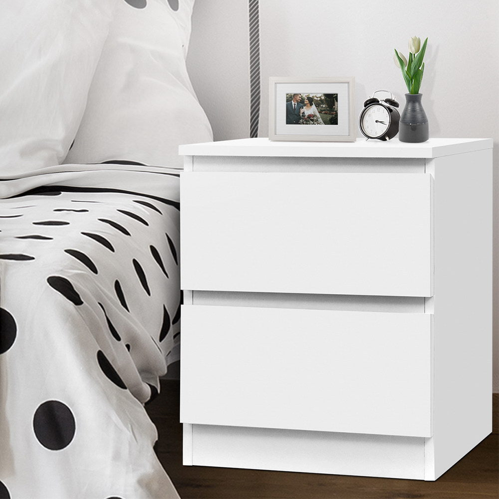 Alstonville 2 Drawer Bedside Table, White