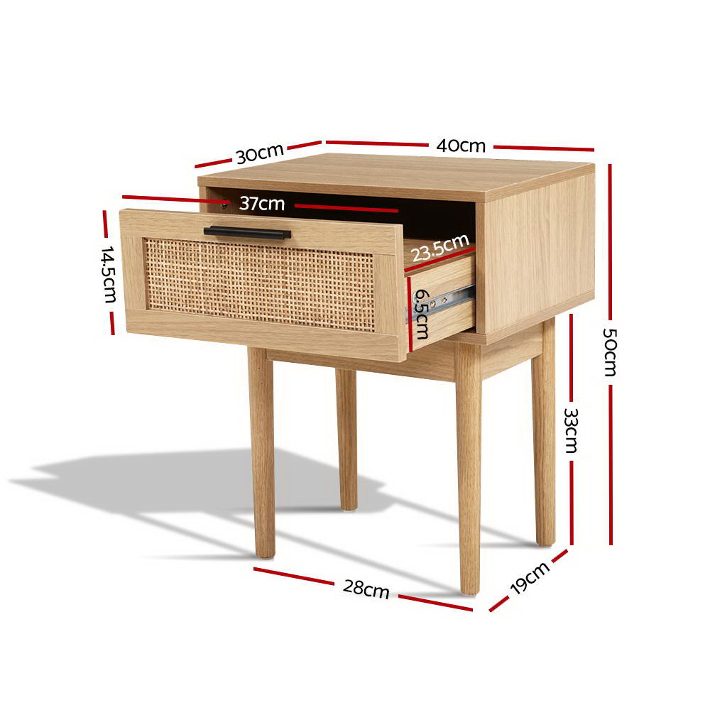 Murwillumbah Rattan Bedside Table, Natural