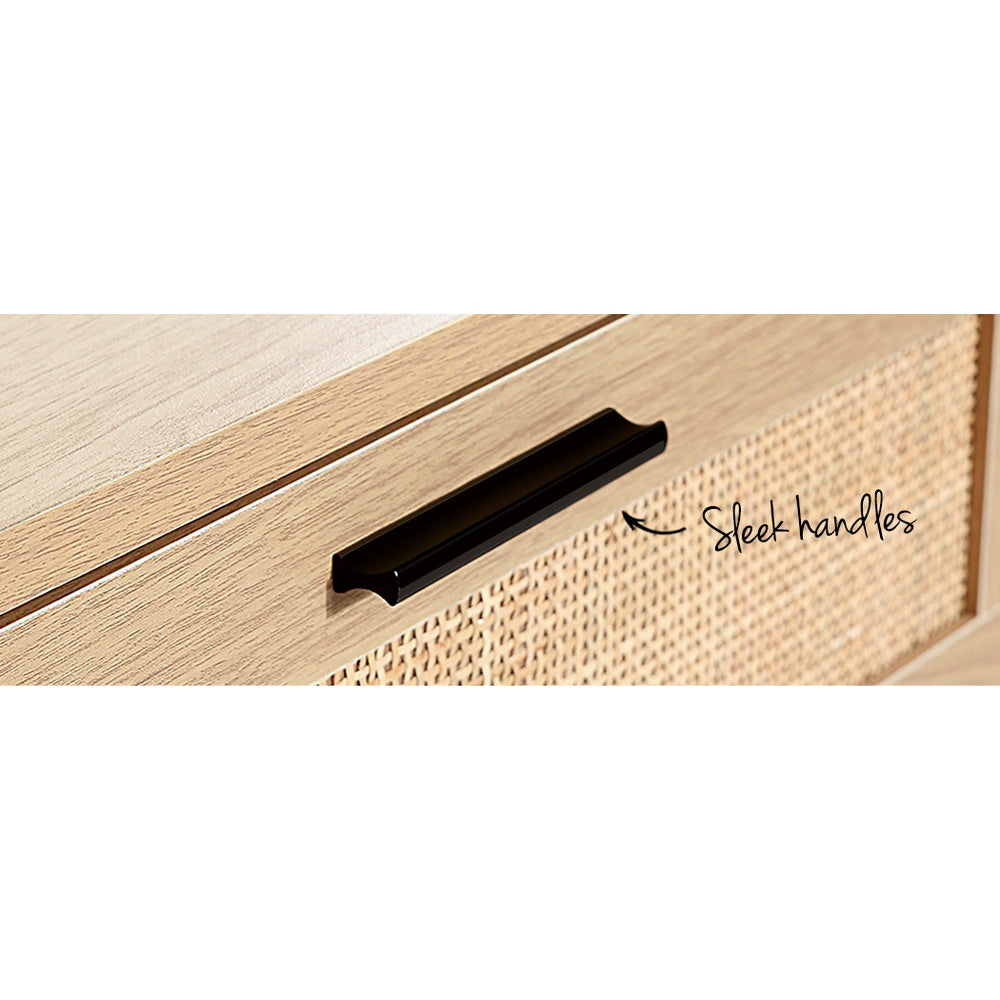Artiss BRIONY 4-Drawer Rattan Tallboy in Pine — Allure Home Collections
