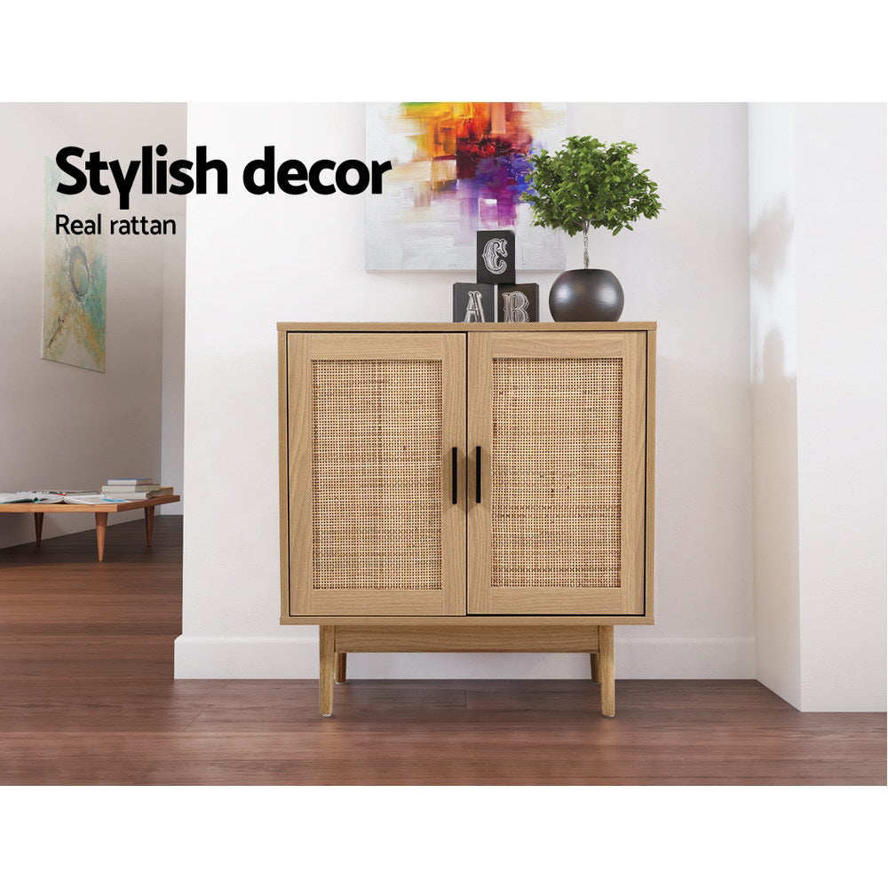 Artiss BRIONY Oak Rattan Buffet Sideboard — 2 Doors, Paper Veneer Finish — Allure Home Collections