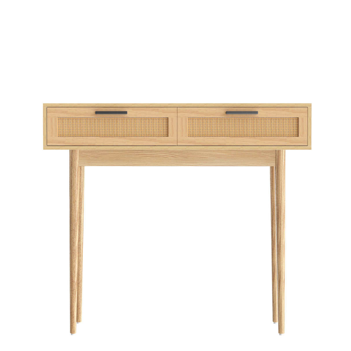 Artiss Console Table with 2 Rattan Drawers — Eucalyptus Legs, 15mm Particle Board — Allure Home Collections