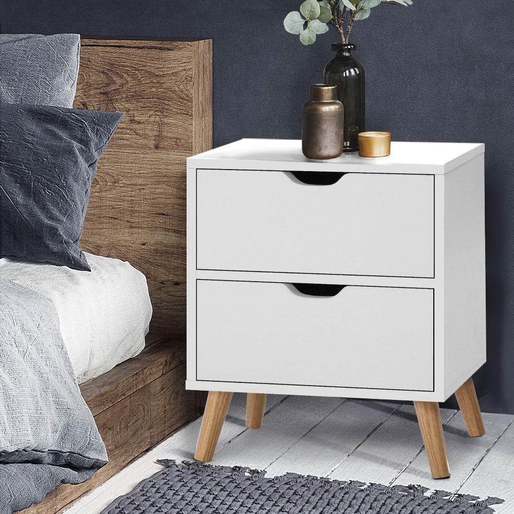 Modanville 2 Drawer Bedside Table, White