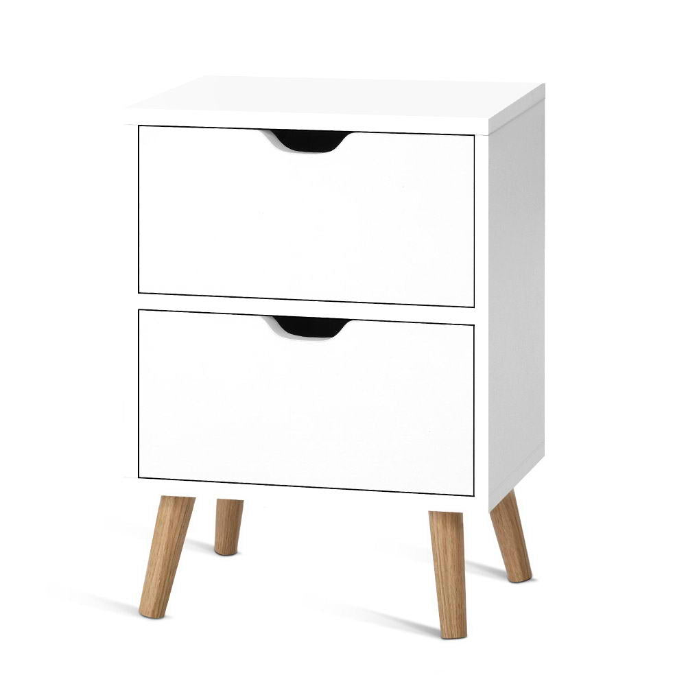 Modanville 2 Drawer Bedside Table, White