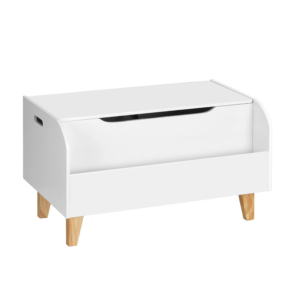 Kids Toy Box and Bookshelf, White and Natural