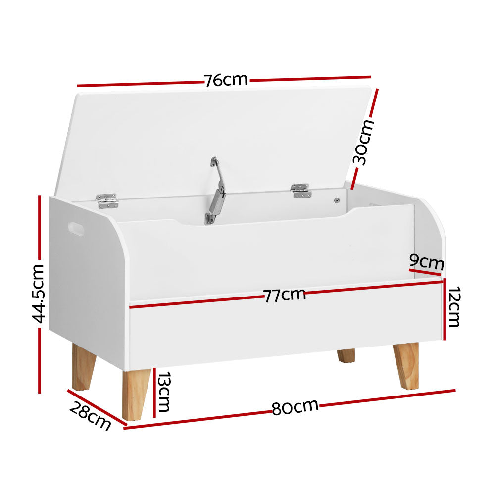 Kids Toy Box and Bookshelf, White and Natural