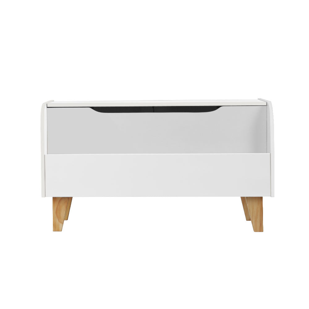 Kids Toy Box and Bookshelf, White and Natural