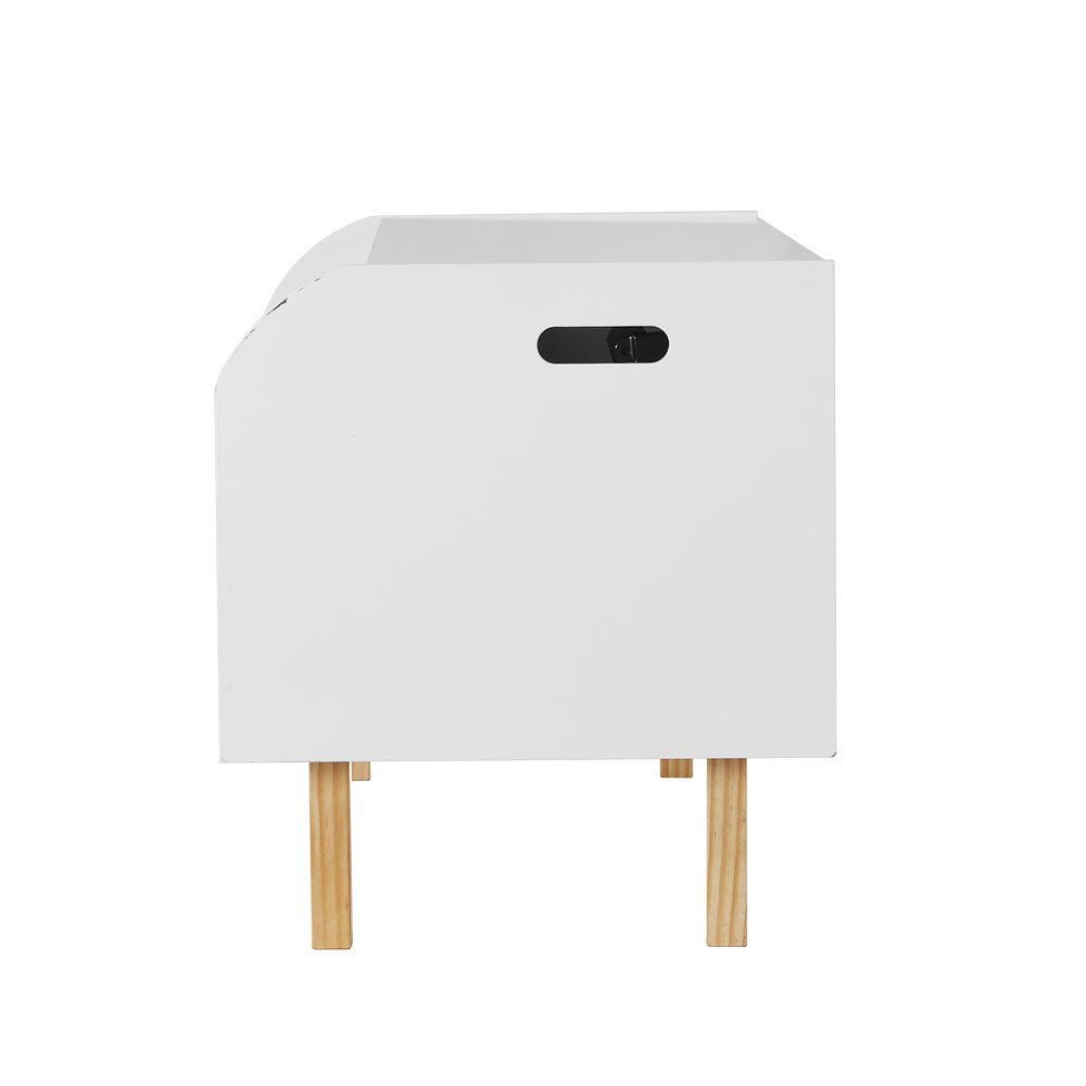 Kids Toy Box and Bookshelf, White and Natural