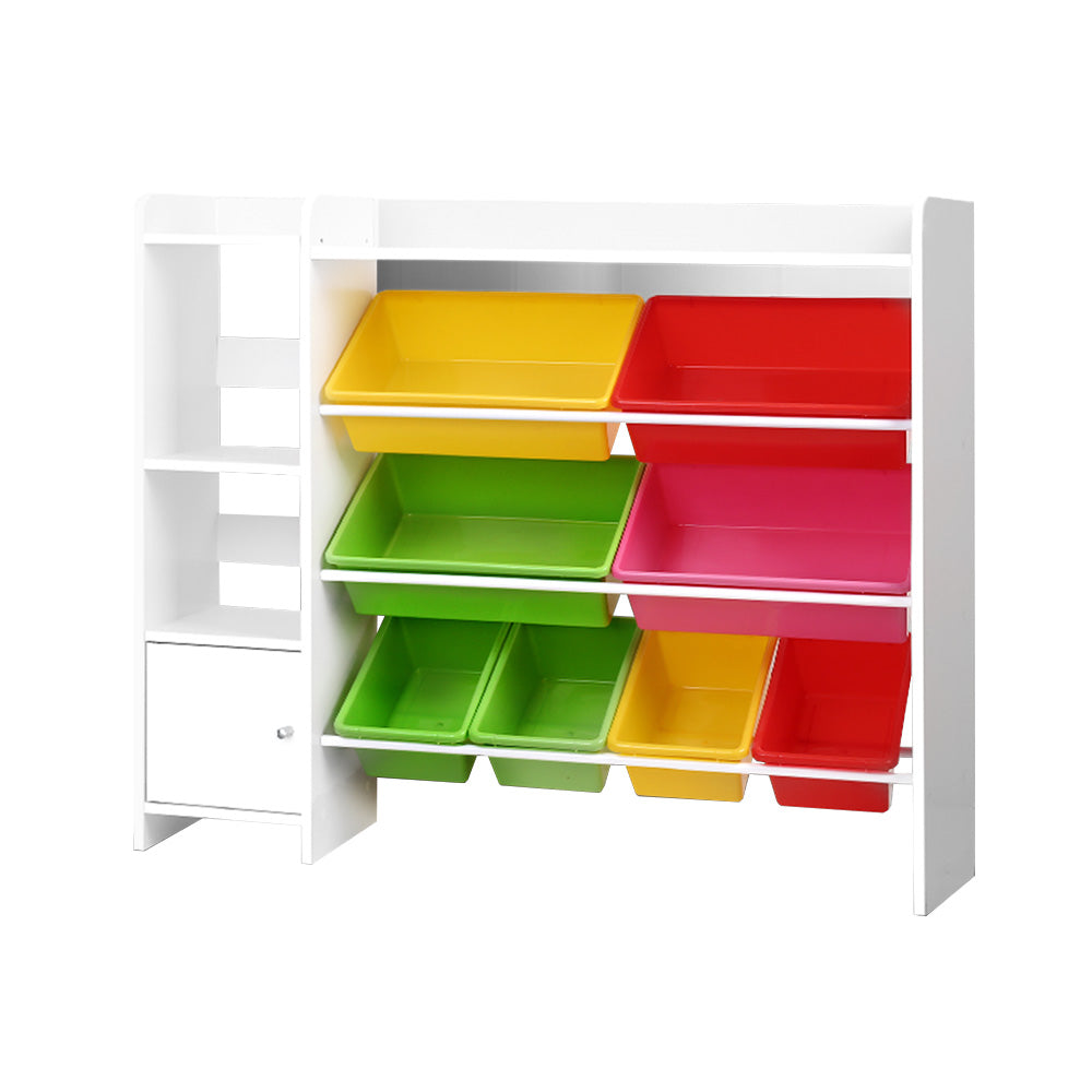 Kids Toy Storage Shelf with 8 Bins, 4 Tier White