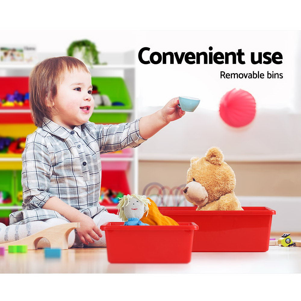 Kids Toy Storage Shelf with 8 Bins, 4 Tier White