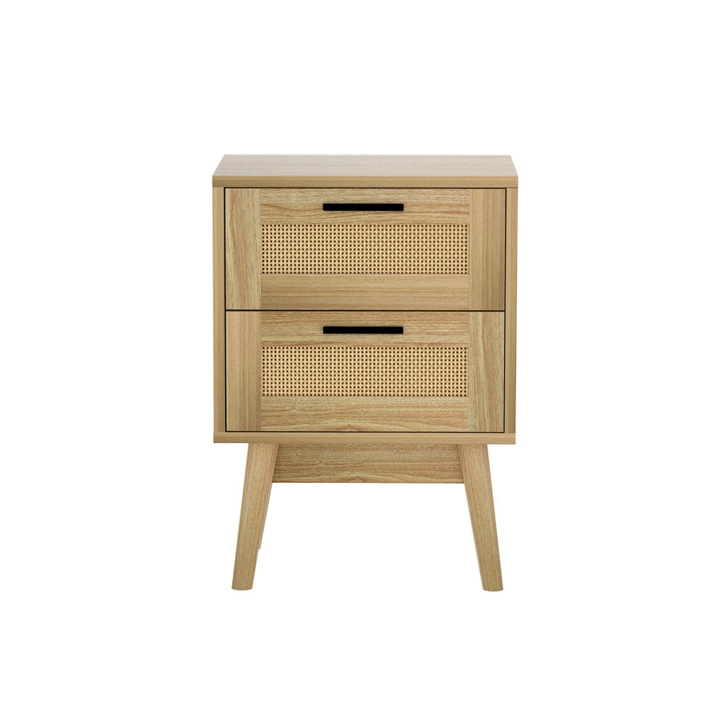 Broken Head Rattan 2 Drawer Bedside Table, Oak
