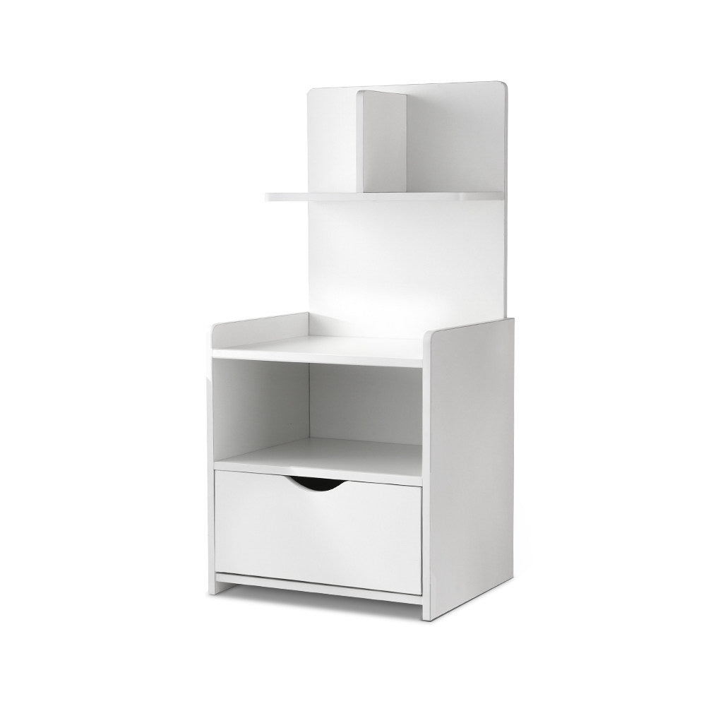 Artiss EVERMORE Bedside Table with 1 Drawer and Open Shelves in White — Allure Home Collections