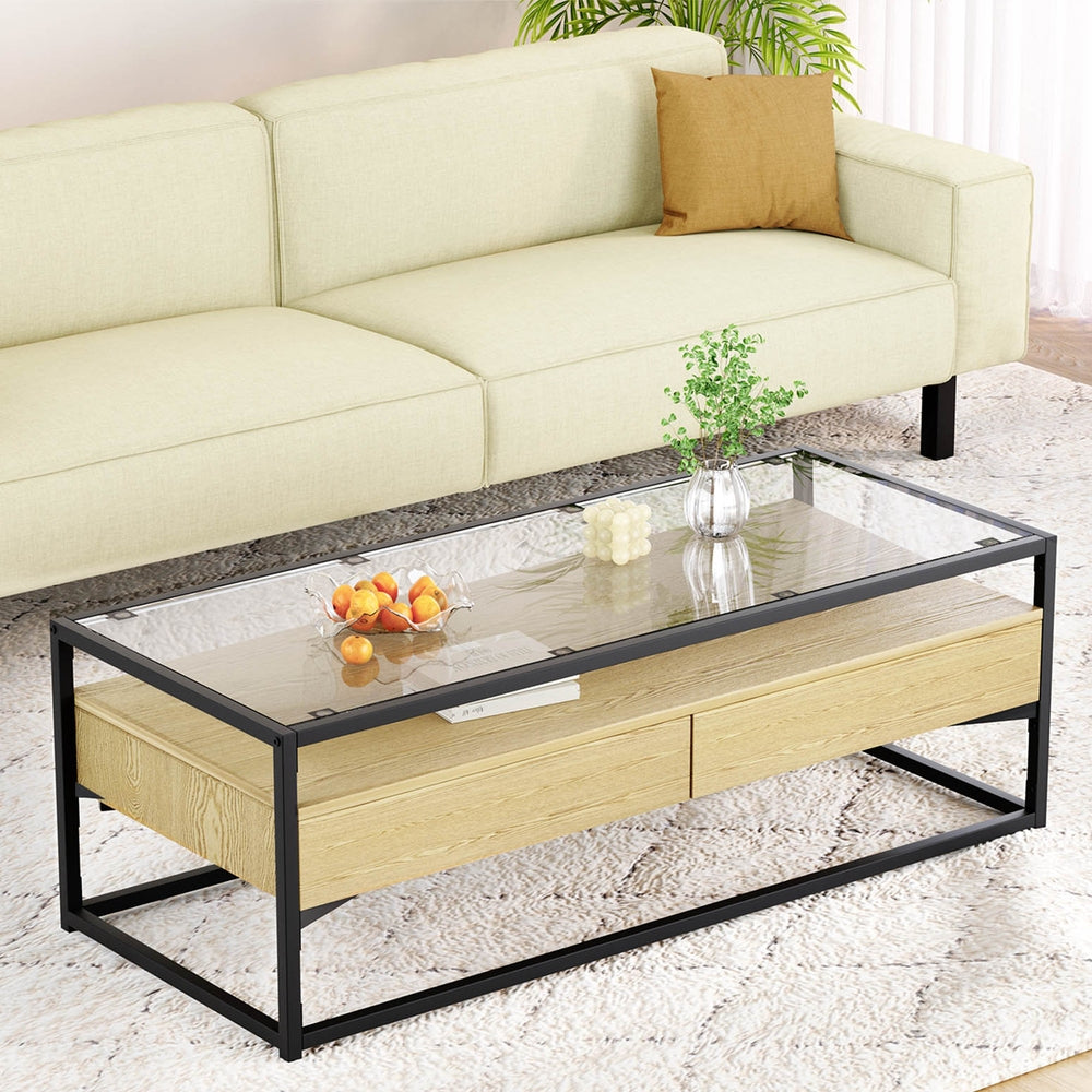 McMahons Creek pine wood coffee table in a modern living room