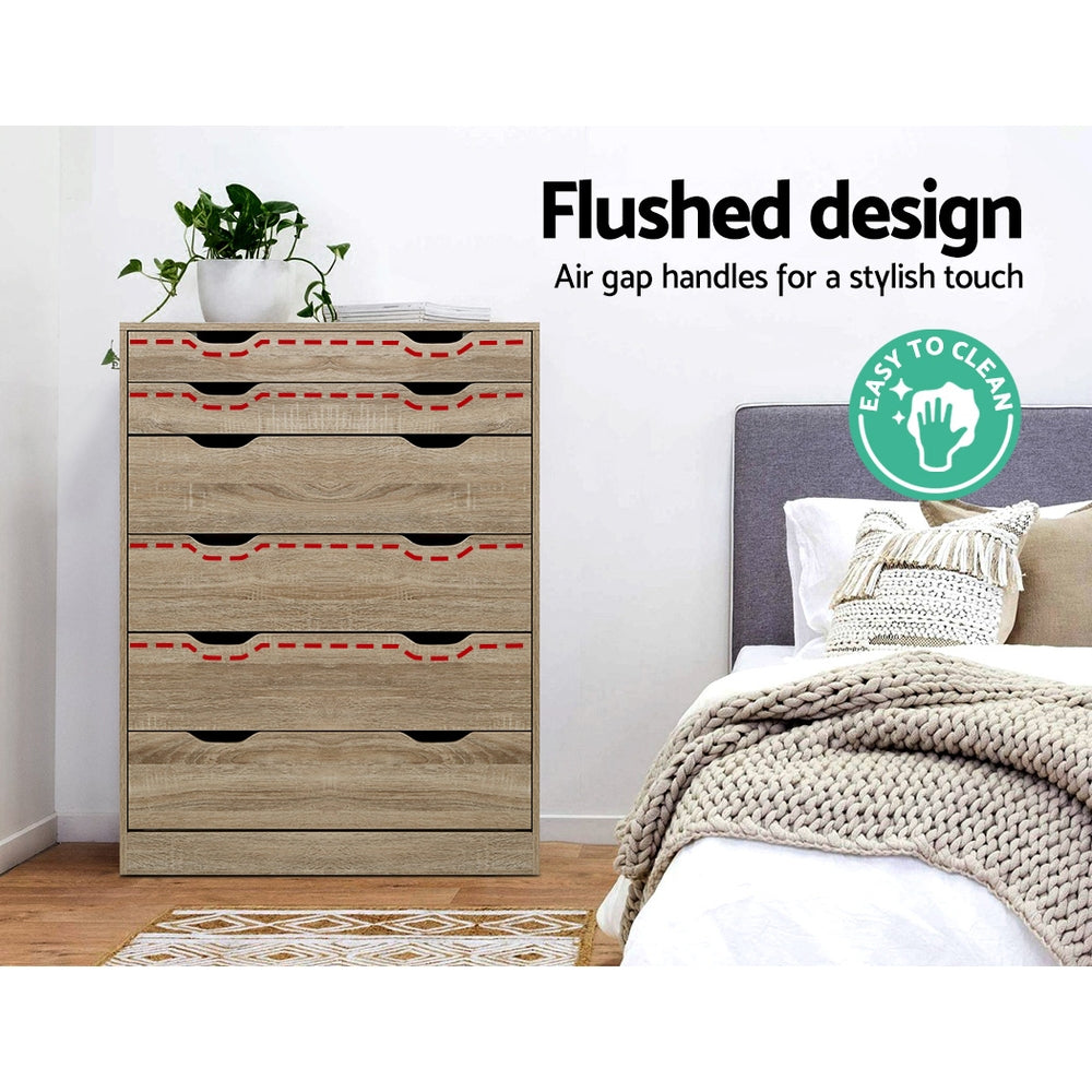 Werai 6 Drawer Tallboy, Oak