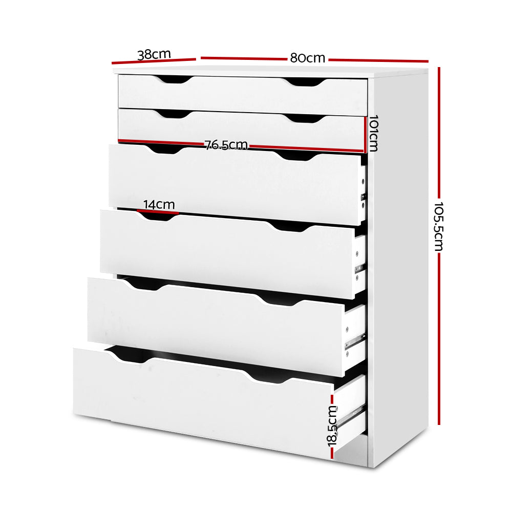 Werai 6 Drawer Tallboy, White