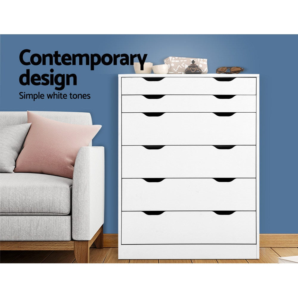 Werai 6 Drawer Tallboy, White