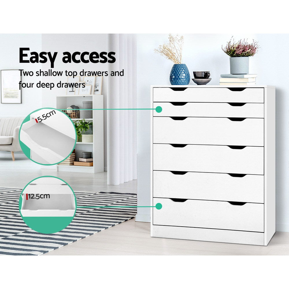 Werai 6 Drawer Tallboy, White