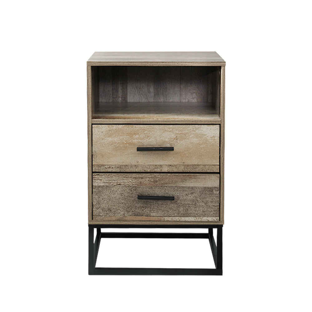 Artiss BADAN Bedside Table with 2 Drawers and Open Shelf — Industrial Style — Allure Home Collections