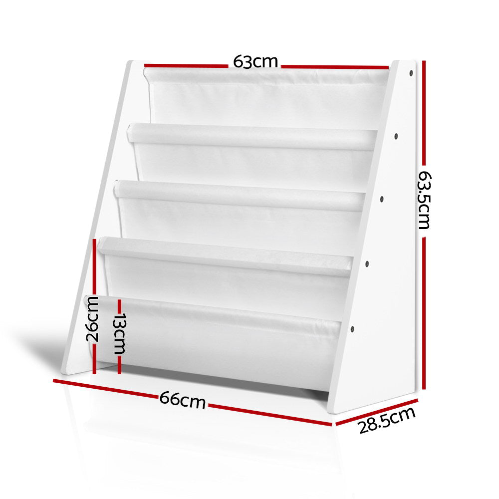 Kids Bookshelf, 4 Tier White