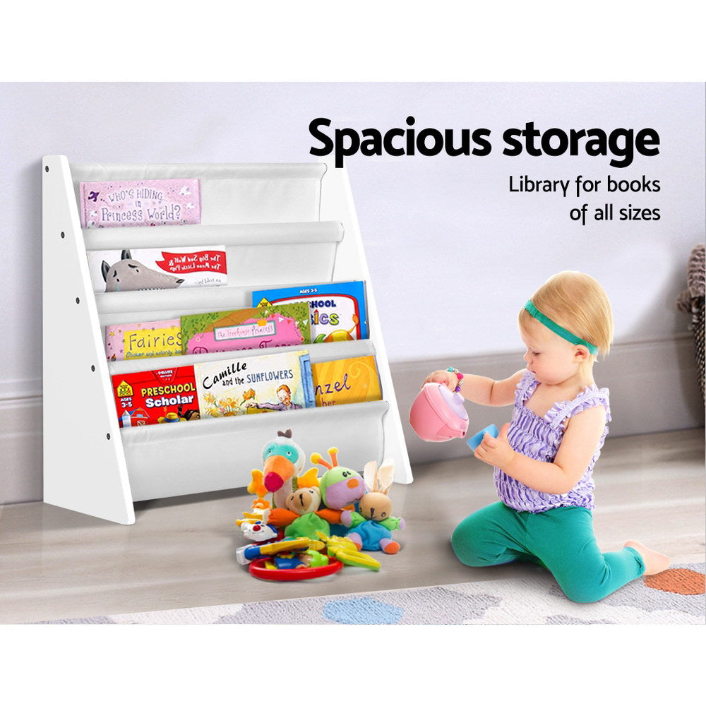 Kids Bookshelf, 4 Tier White