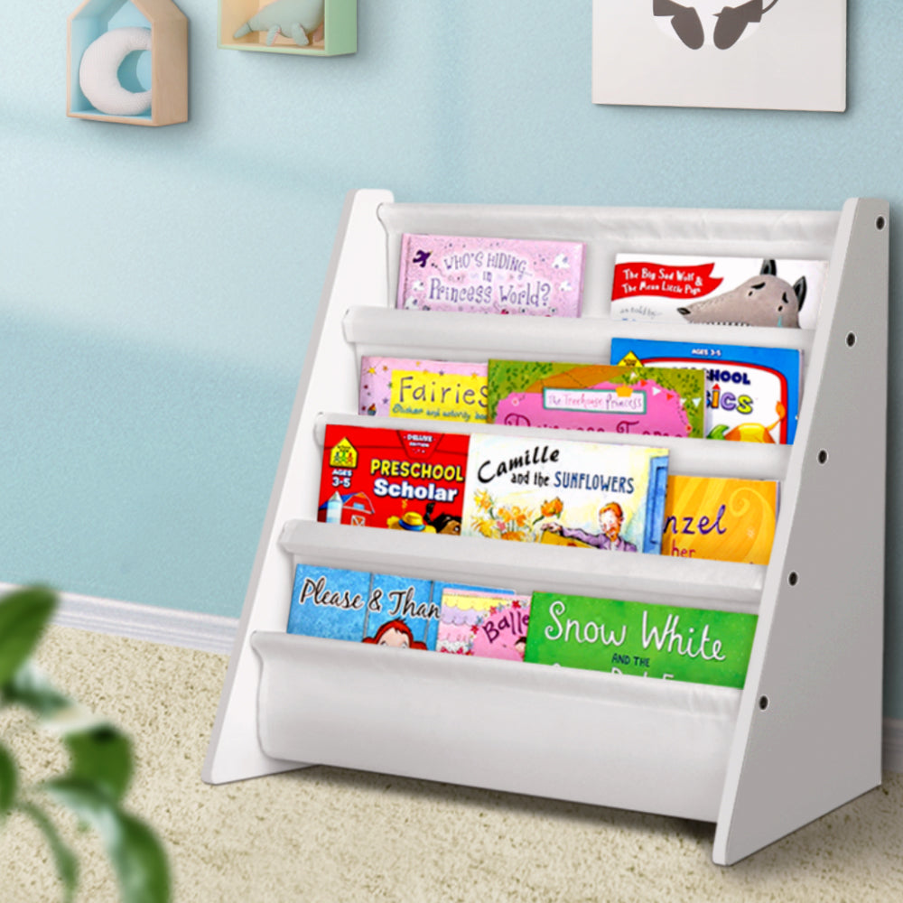 Kids Bookshelf, 4 Tier White