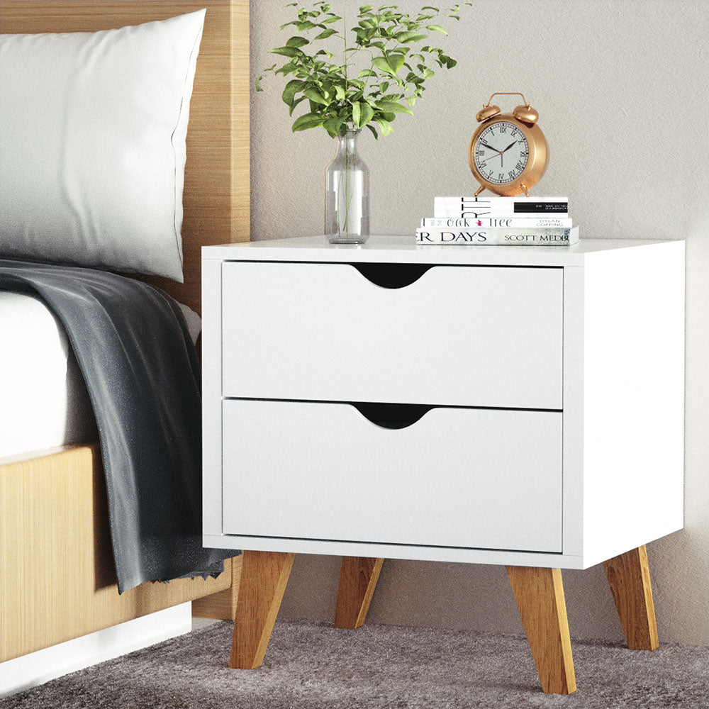 Brooklet 2 Drawer Bedside Table, White