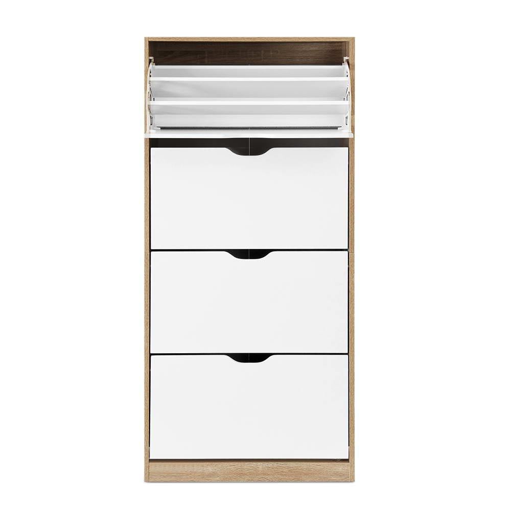 Maroona 4 Tier Shoe Cabinet, White and Wood image 4