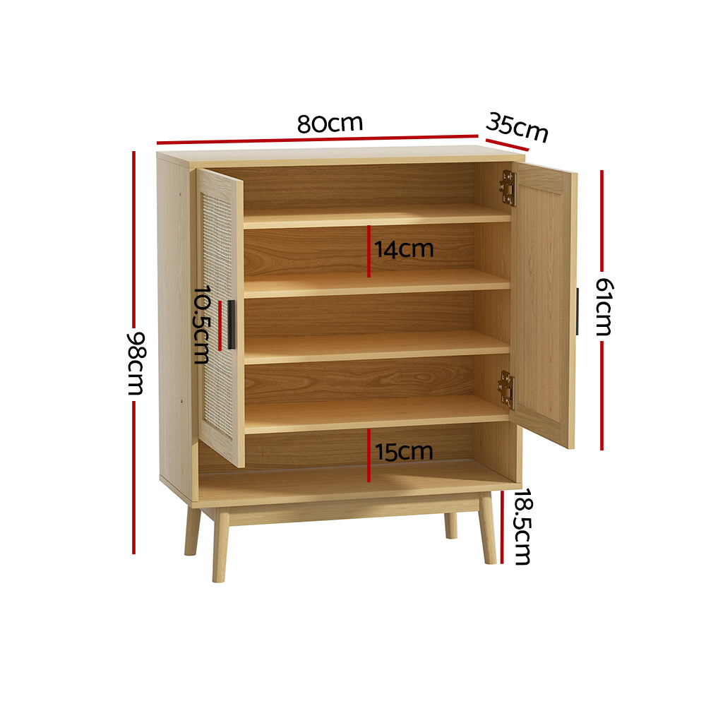 Glenthompson Rattan 5 Tier Shoe Cabinet, Wood image 3