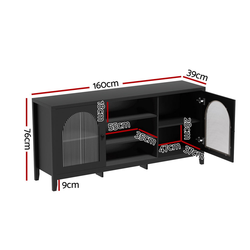 Artiss Black Buffet Sideboard with Shelves and Double Doors — Modern Storage — Allure Home Collections