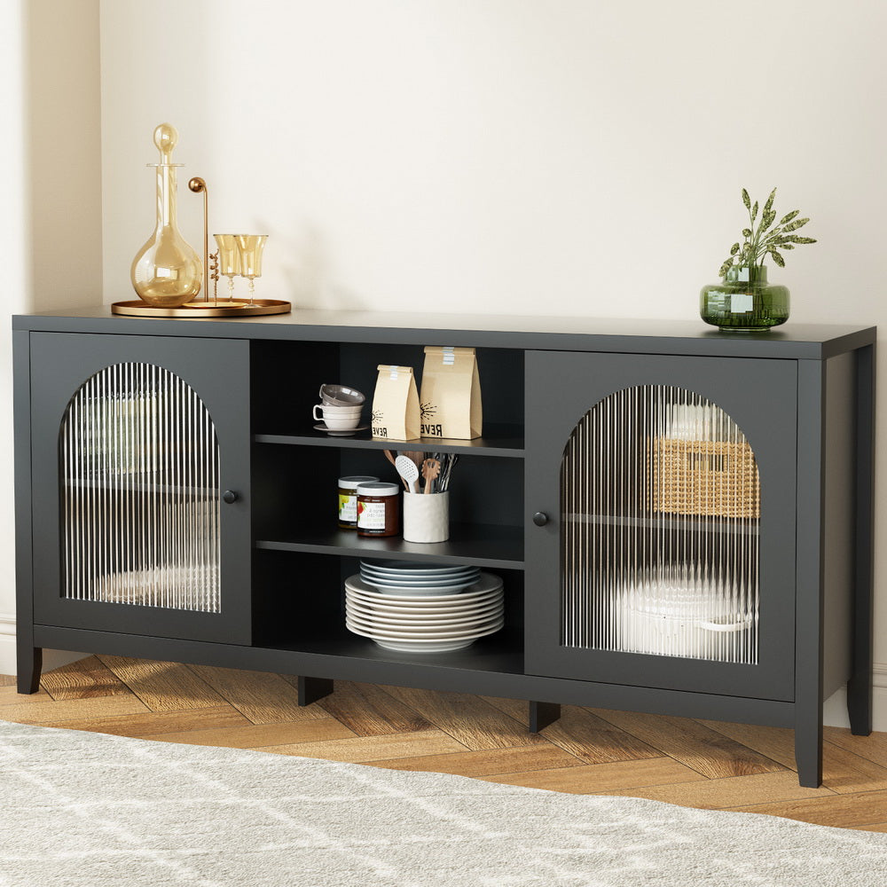 Artiss Black Buffet Sideboard with Shelves and Double Doors — Modern Storage — Allure Home Collections