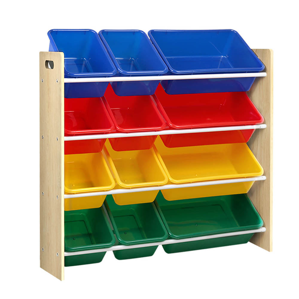 Kids Toy Storage Shelf with 12 Bins, 4 Tier