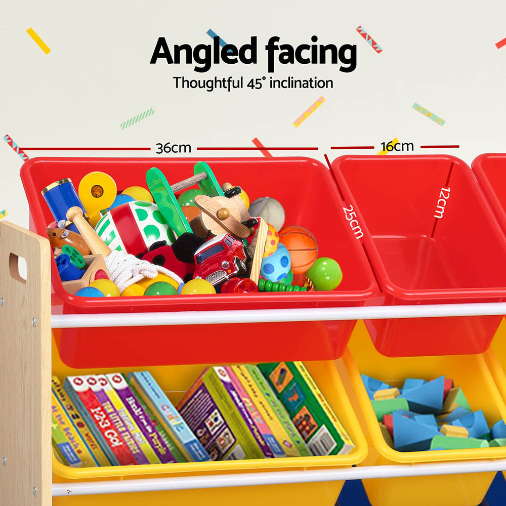 Kids Toy Storage Shelf with 12 Bins, 4 Tier