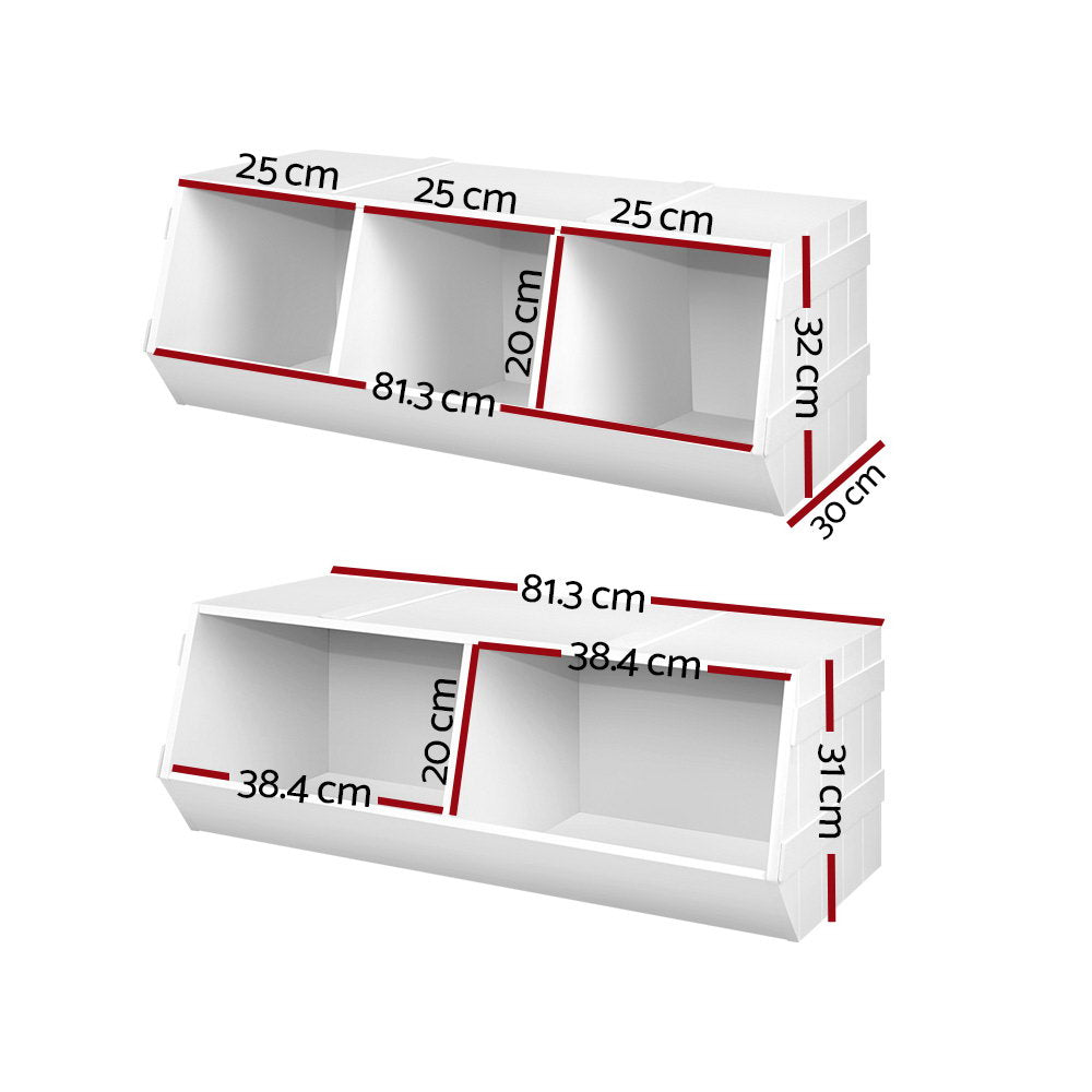 Kids Stackable Storage Bookshelf, White