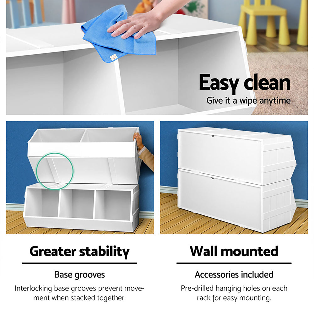 Kids Stackable Storage Bookshelf, White