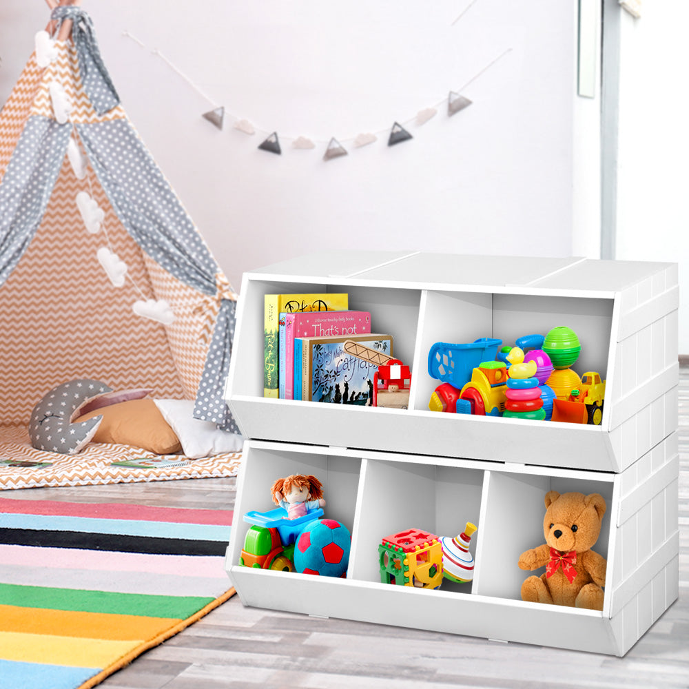 Kids Stackable Storage Bookshelf, White