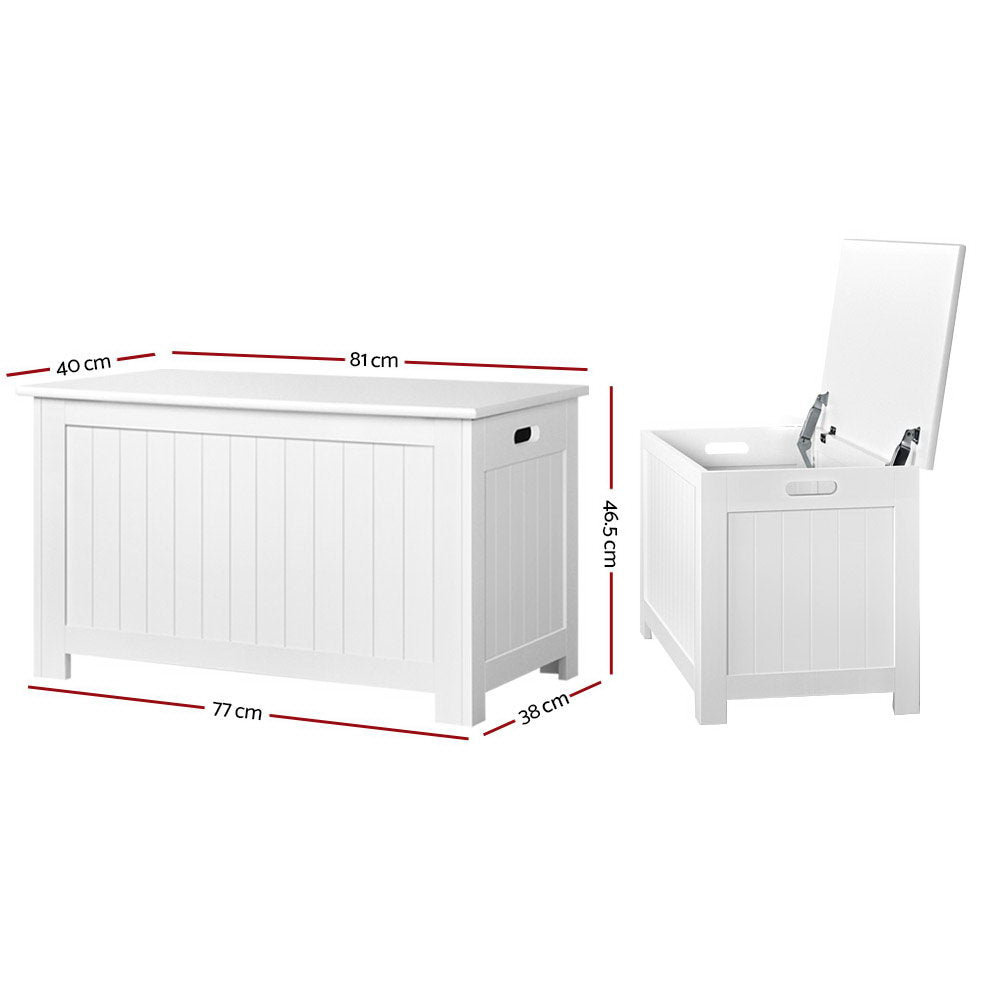 White storage chest with lid open