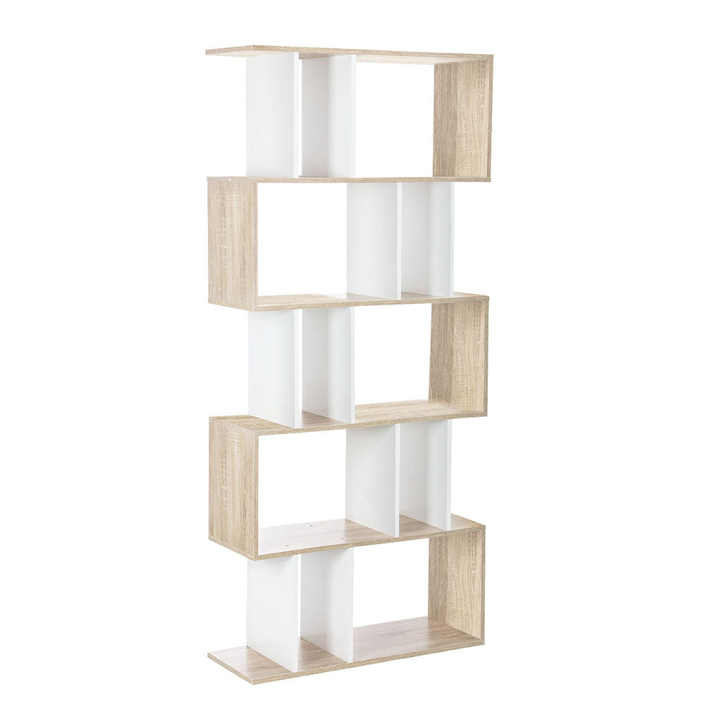 Glenside 5 Tier Bookshelf, White and Pine