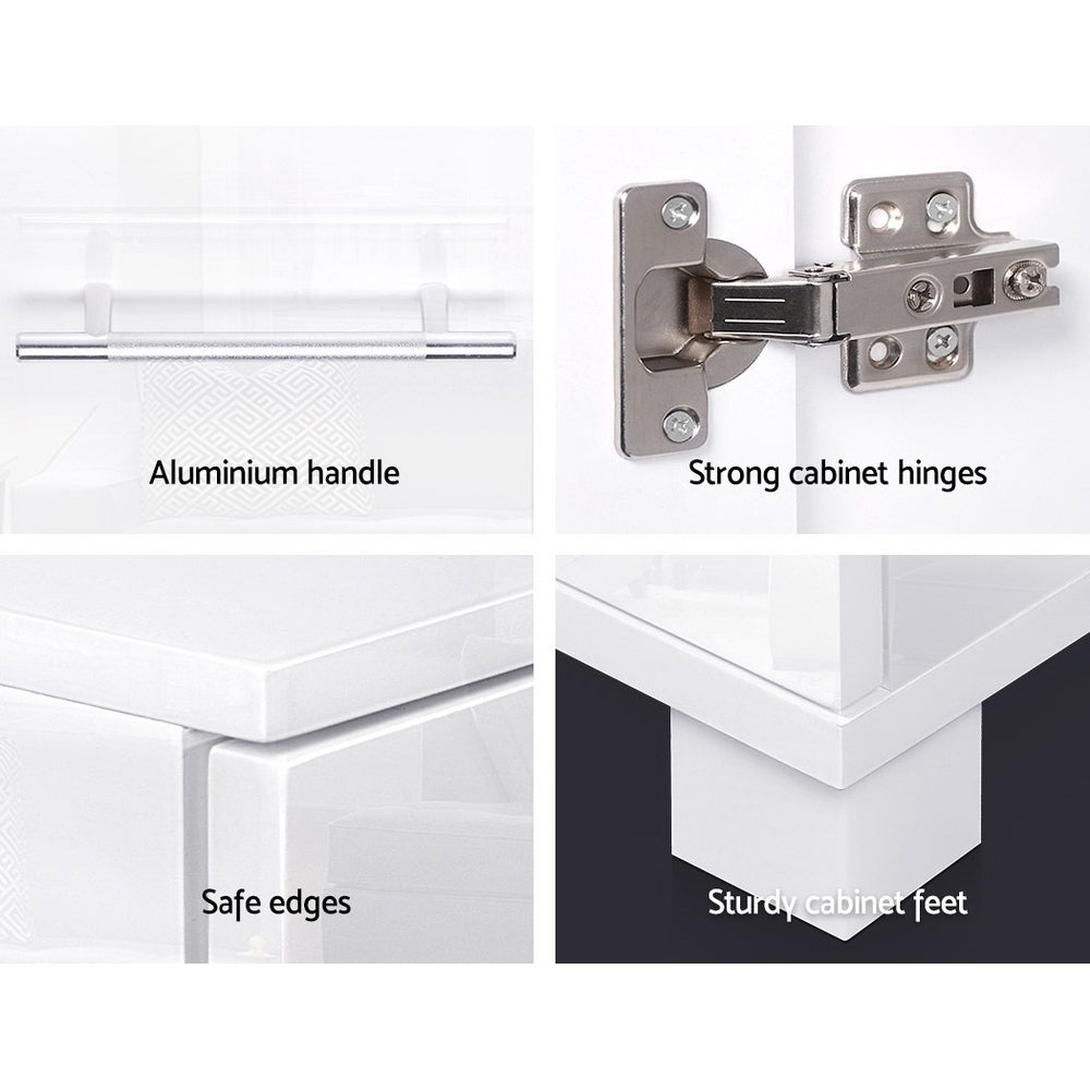 Artiss High Gloss White Buffet Sideboard — Three Drawers, Two Cupboards — Allure Home Collections