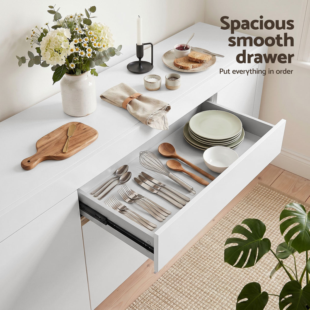 Berri 1 Drawer Buffet Sideboard, White