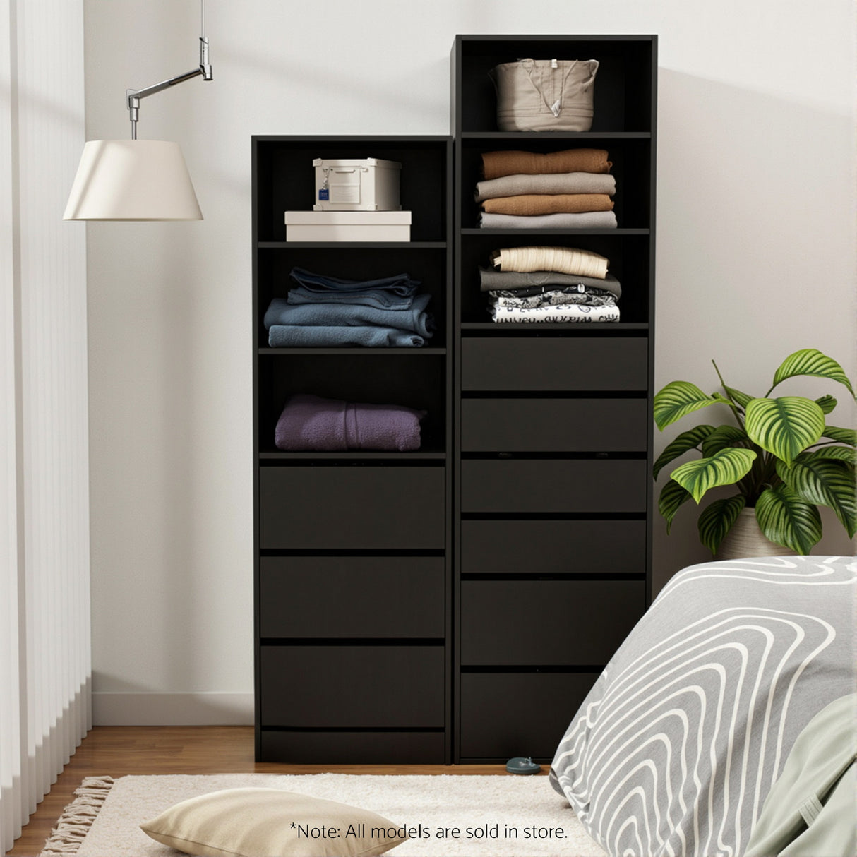 Penrose 3 Drawer Tallboy, Black