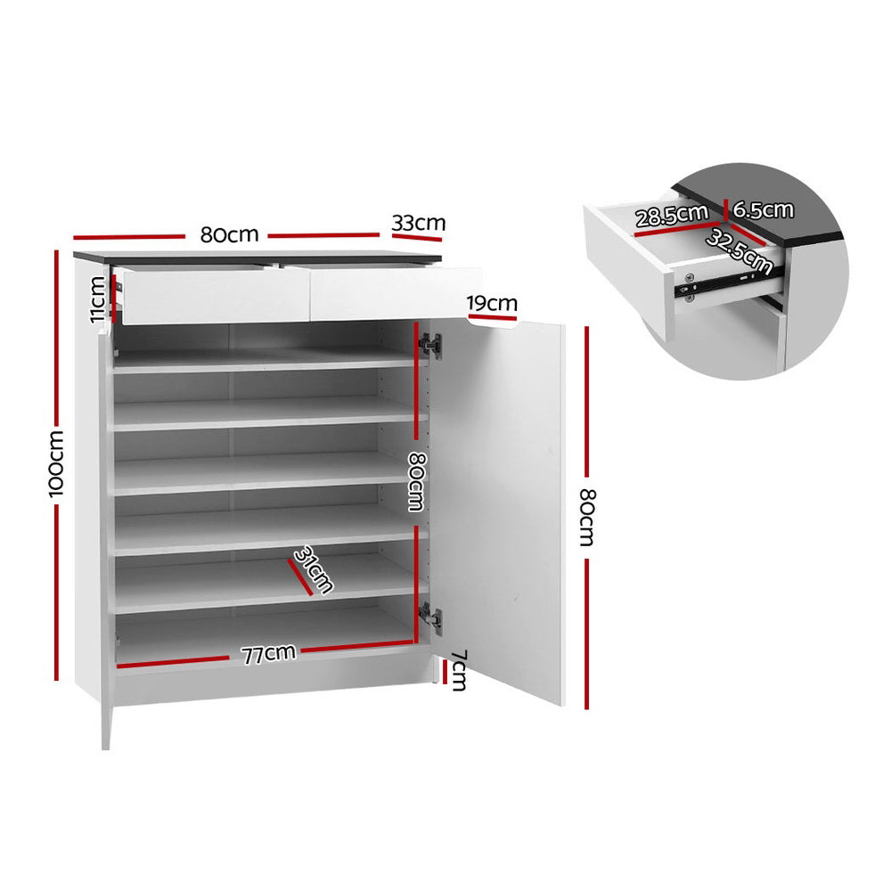 Raglan High Gloss Shoe Cabinet, White image 3