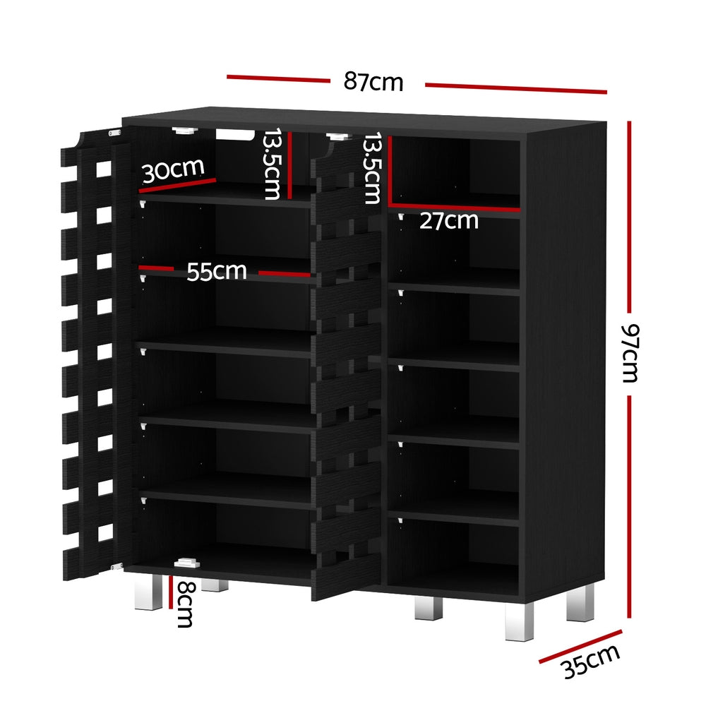 Artiss 6-Tier 24-Pair Black Shoe Rack Cabinet with Storage Shelf — Allure Home Collections