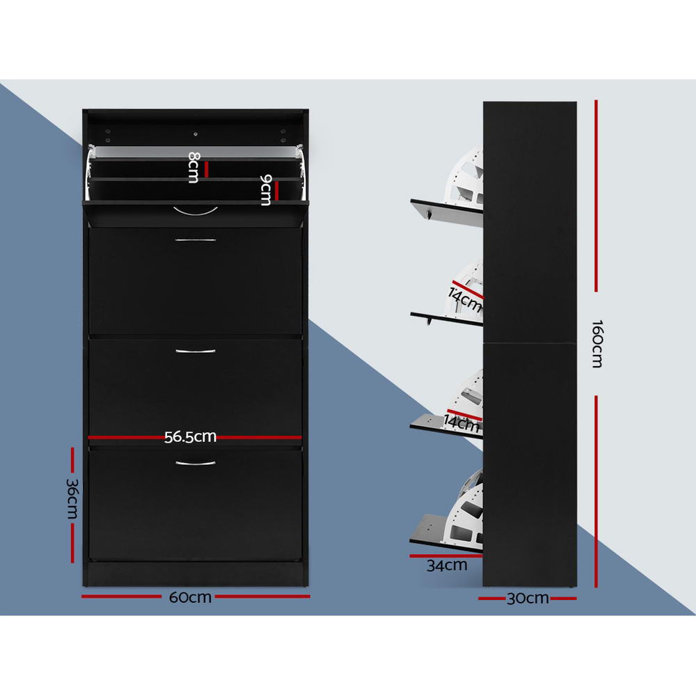 Halls Gap 60 Pair Shoe Cabinet, Black image 3