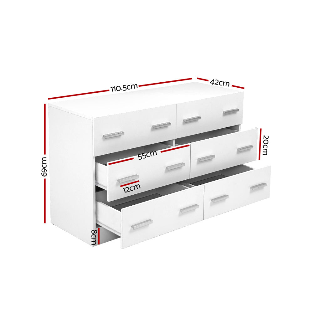 Bargo 6 Drawer Lowboy, White