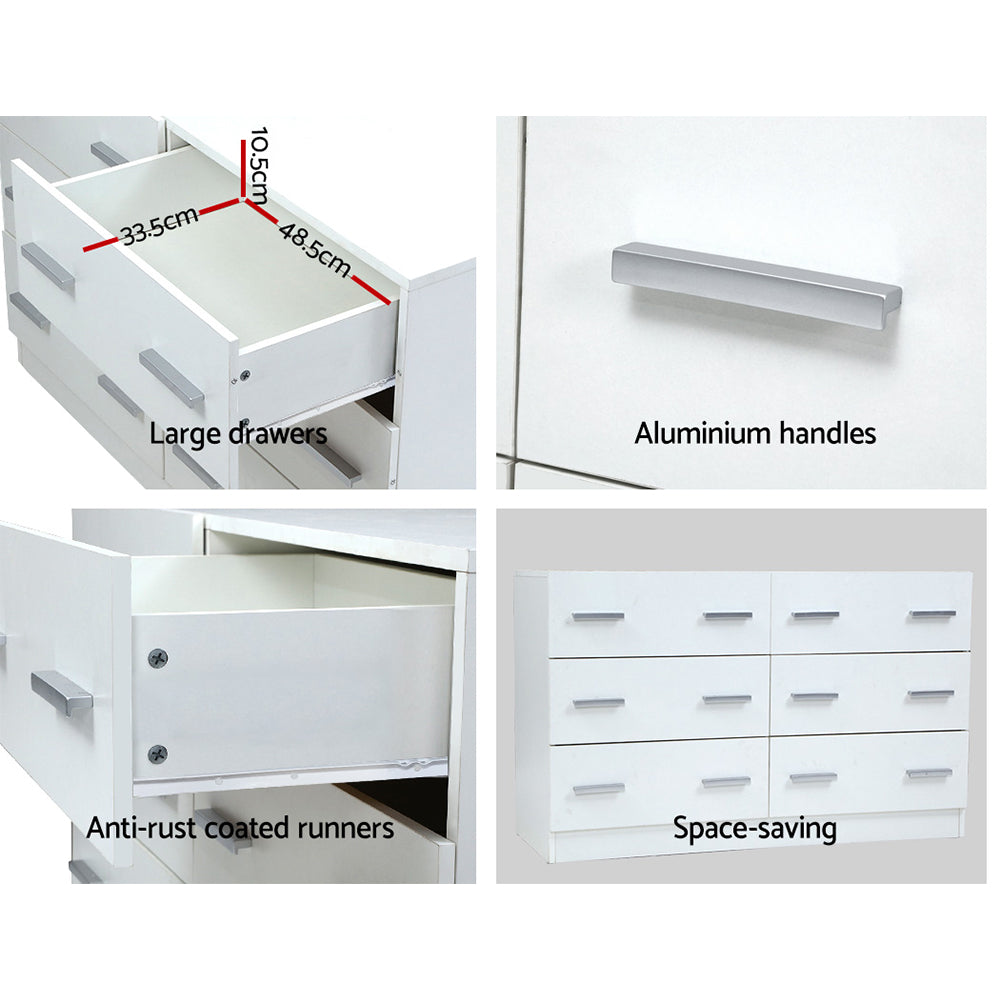 Bargo 6 Drawer Lowboy, White