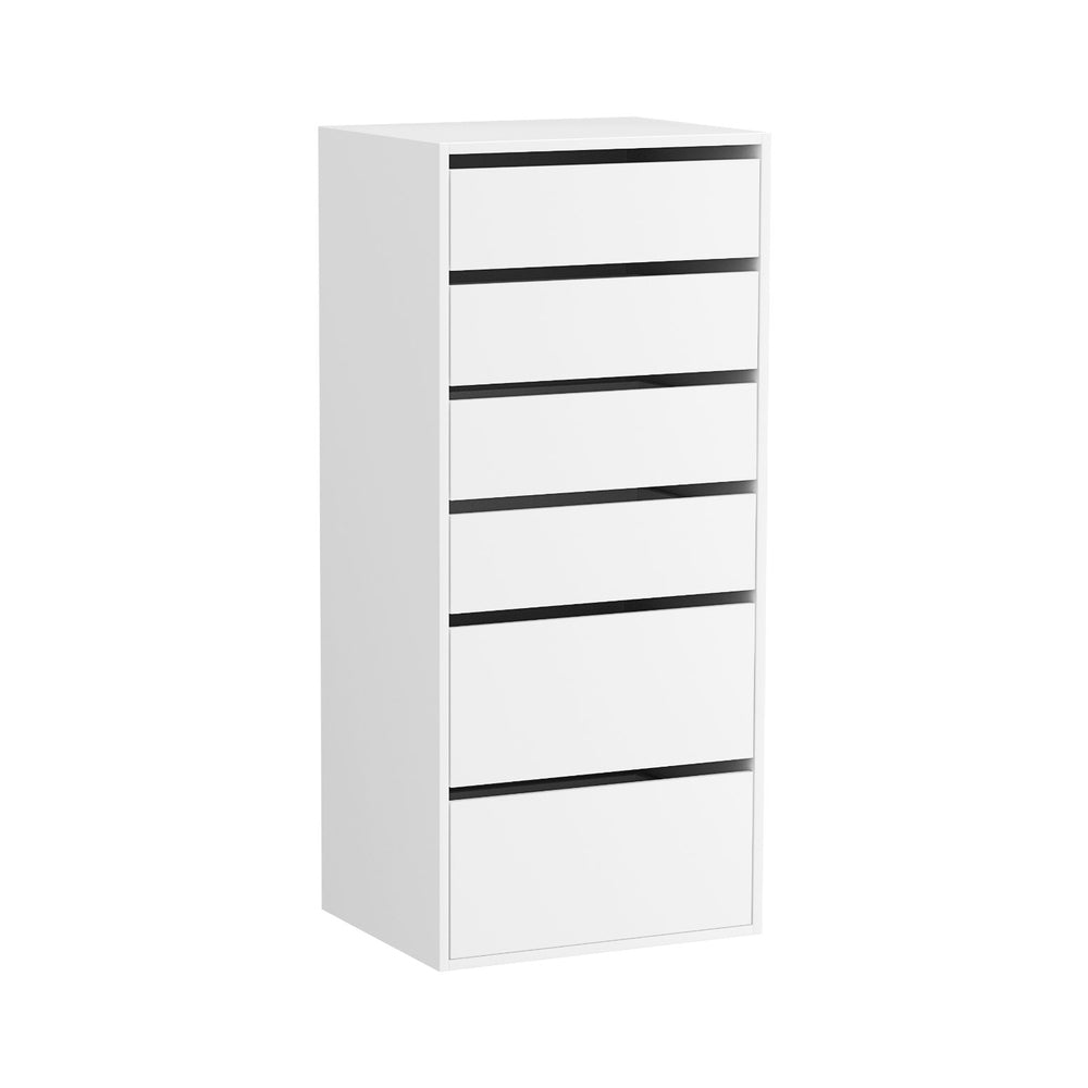 Artiss 6-Drawer Tallboy Dresser in White — 113cm — Allure Home Collections