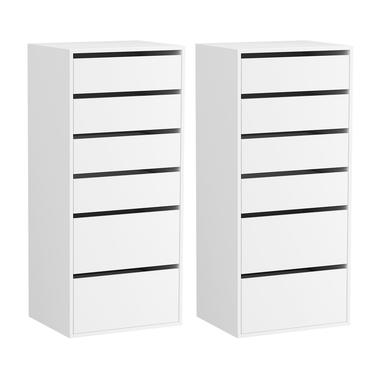 Joadja 6 Drawer Tallboy, White 2pcs