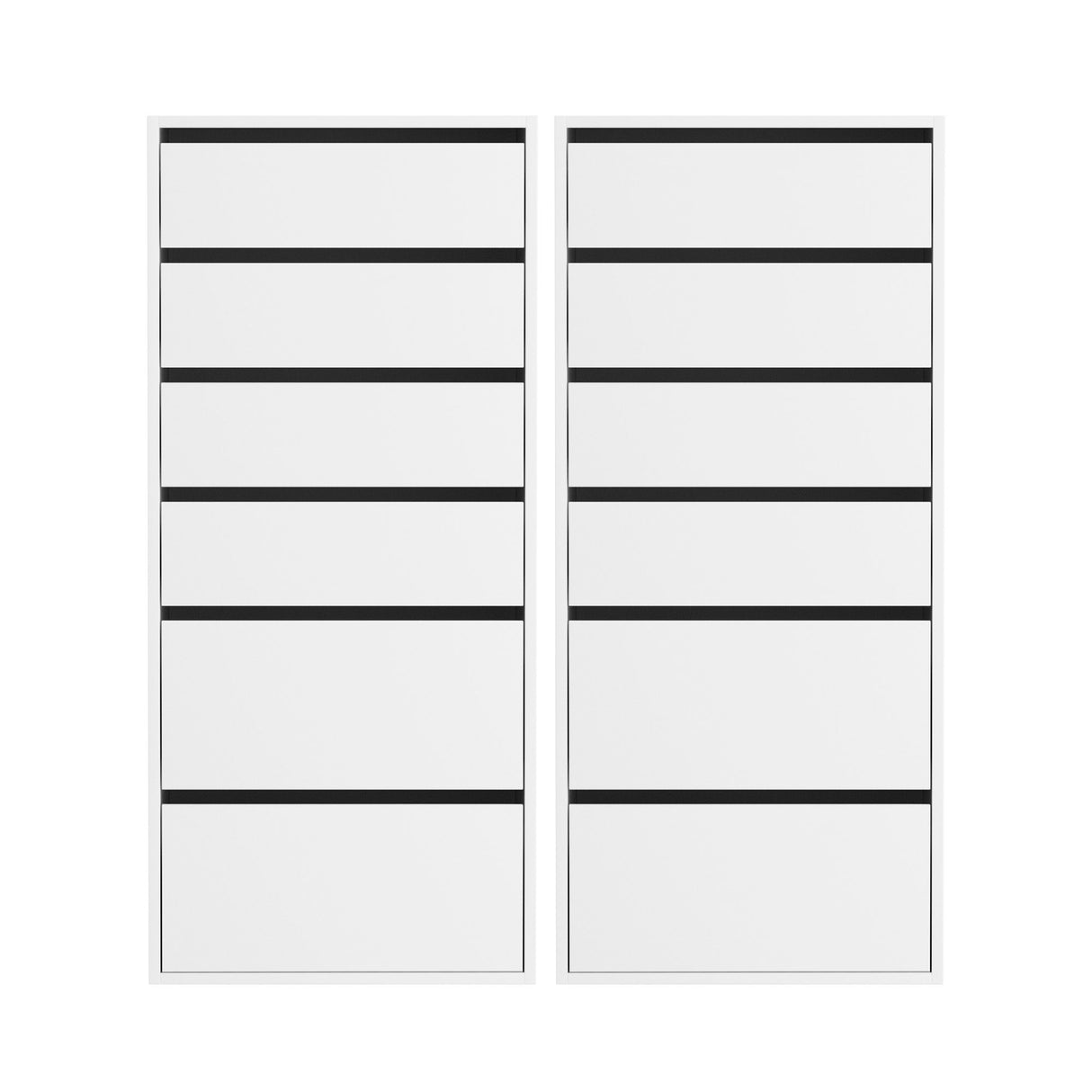 Joadja 6 Drawer Tallboy, White 2pcs